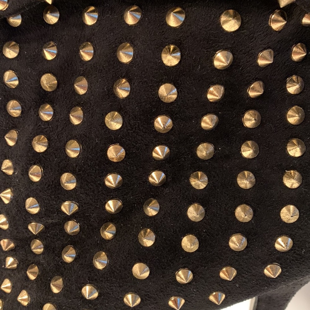 JustFab Black and Gold Studded Ankle Boots - Picture 4 of 16